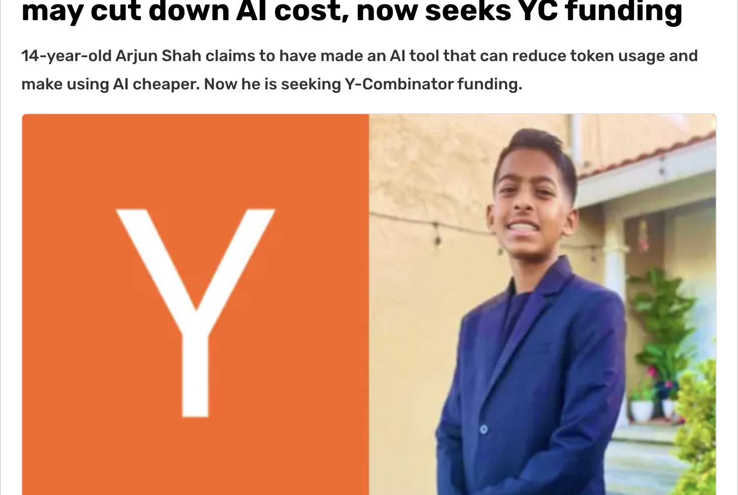 India Today: Self-taught 14-year-old vibe-codes tool that may cut down AI cost